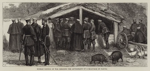 Russian Council of War debating the Advisability of a Re-Attack on Plevna